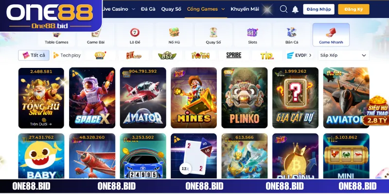 Chia sẻ một số tựa Game Nhanh ONE88 đặc sắc